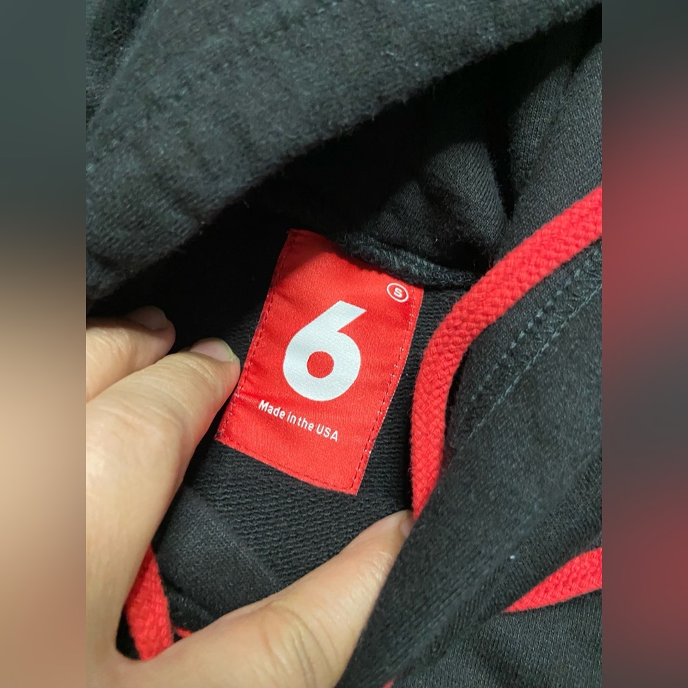 “6” Kranik Black Patchwork Pullover Hooded Sweater - image 4